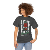 Love Fake Friendship Rose Graphic Unisex Heavy Cotton Tee Bold Statement Streetwear T Shirt Empowering Artistic Floral Design for Self Expression Perfect Gift for Friends Birthdays Parties Casual Wear