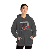 Heart Flower Graphic Hoodie Comfortable Unisex Heavy Blend Sweatshirt Bold Red and Black Floral Heart Design Streetwear Symbol of Love Strength and Vitality Perfect Gift for Friends Birthdays Cozy Days and Casual Wear