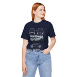 Cyber Truck Tesla Futuristic Electric Pickup Blueprint Art Unisex Heavy Cotton Tee Bold Streetwear Graphic Shirt For Car Lovers And Tech Enthusiasts