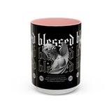 Blessed Angel Statue Graphic Accent Coffee Mug 11oz 15oz Gothic Streetwear Aesthetic Spiritual Artistic Ceramic Drinkware