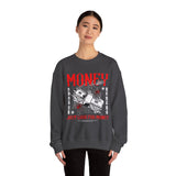 Money Motivation Hustler Mindset Graphic Print Unisex Heavy Blend Crewneck Sweatshirt Streetwear Ambition Pullover
