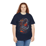 Inferno Spirit Fiery Dragon Whiskey Bottle Unisex Heavy Cotton Tee Bold Biker Streetwear Artistic Snake Flame Design Symbol of Power Energy and Rebellion Graphic Shirt