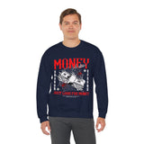 Money Motivation Hustler Mindset Graphic Print Unisex Heavy Blend Crewneck Sweatshirt Streetwear Ambition Pullover