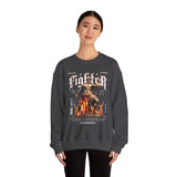 Fighter Resilience Victorious Flame Statue Graphic Unisex Heavy Blend Crewneck Sweatshirt Motivation Streetwear Pullover