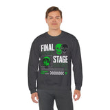 Final Stage Unisex Heavy Blend Crewneck Sweatshirt Graphic Pullover Black Skull Neon Green Streetwear Futuristic Cyberpunk Bold Artistic Fashion Outfit