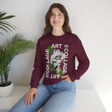 Collage Art Unisex Heavy Blend Crewneck Sweatshirt Graphic Pullover Black Abstract Modern Nature Inspired Futuristic Streetwear Creative Artistic Fashion Outfit