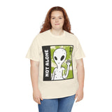Unisex Not Alone Alien T Shirt Cartoon UFO Graphic Tee Extraterrestrial Sci Fi Space Themed Paranormal Conspiracy Inspired Streetwear Top