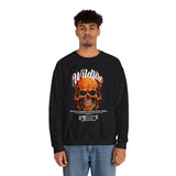 Wildfire Skull Flames Unisex Heavy Blend Crewneck Sweatshirt Gothic Inferno Graphic Bold Streetwear Motivational Statement Pullover
