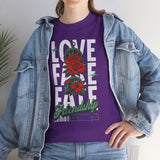 Love Fake Friendship Rose Graphic Unisex Heavy Cotton Tee Bold Statement Streetwear T Shirt Empowering Artistic Floral Design for Self Expression Perfect Gift for Friends Birthdays Parties Casual Wear