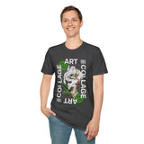 Collage Art Unisex Softstyle T Shirt Modern Graphic Tee Black Futuristic Nature Inspired Abstract Design Minimalist Streetwear Creative Fashion Outfit