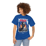 Mystic Mask Flames Graphic Unisex Heavy Cotton Tee Hustler Streetwear Motivational Dark Mystery Bold Design