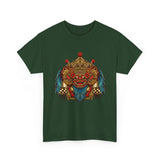 Unisex Balinese Barong Mask Graphic T Shirt Mythical Cultural Warrior Spirit Inspired Tee Tribal Festival Art Streetwear Heavy Cotton Top