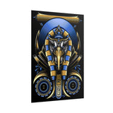Eye Of Eternity Poster Gold And Blue Egyptian Owl Pharaoh Sacred Geometry Art Print Spiritual Wall Decor For Focus Energy And Royal Inspiration