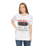 Formula One Style Open Wheel Racing Car Overhead Graphic Unisex Tee Motorsport Performance Streetwear Inspired By Red Bull Racing Colors High Speed Track Culture Design For Racing Fans