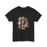 Chaos Clown Crew Unisex Heavy Cotton Tee Vibrant Horror Art Streetwear Design For Bold Confidence, Fearless Energy, And Dark Humor Lovers