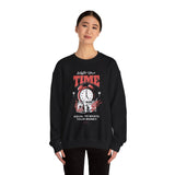 Waste Your Time Unisex Heavy Blend Crewneck Sweatshirt Graphic Pullover Black Motivational Hustle Money Clock Streetwear Bold Entrepreneur Mindset Fashion Outfit