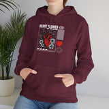 Heart Flower Graphic Hoodie Comfortable Unisex Heavy Blend Sweatshirt Bold Red and Black Floral Heart Design Streetwear Symbol of Love Strength and Vitality Perfect Gift for Friends Birthdays Cozy Days and Casual Wear