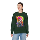 Calavera Punk Skull Unisex Heavy Blend Sweatshirt Neon Gothic Streetwear Pullover Vibrant Rock Rebel Design For Punk Concerts Halloween Parties Tattoo Culture And Alternative Fashion Lovers