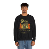 Dollar The Strength Burning Money Legacy Unisex Heavy Blend Crewneck Sweatshirt Gothic Flames Graphic Bold Motivational Streetwear Pullover