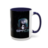 Space Galaxy Accent Coffee Mug 11oz 15oz Astronaut Spacecraft Earth Black Two Tone Ceramic Cup Gift for Space Lovers