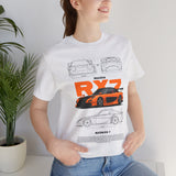 Orange Retro JDM Inspired Sports Coupe Blueprint Unisex Heavy Cotton Tee Street Racing Art Shirt for Car Lovers Daily Wear