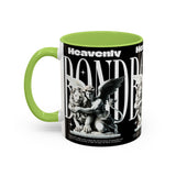 Heavenly Bond Accent Coffee Mug 11oz 15oz Angel And Lion Statue Spiritual Artistic Graphic Ceramic Cup Bold Motivational Streetwear Inspired Fashion Drinkware