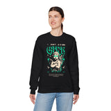 I Don’t Care True Freedom Angel Unisex Heavy Blend Crewneck Sweatshirt Gothic Cherub Graphic Bold Motivational Streetwear Statement Pullover