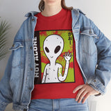 Unisex Not Alone Alien T Shirt Cartoon UFO Graphic Tee Extraterrestrial Sci Fi Space Themed Paranormal Conspiracy Inspired Streetwear Top