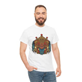 Kala Bhairav Mask Graphic T Shirt Mythical Cultural Warrior Spirit Inspired Tee Tribal Festival Art Streetwear Heavy Cotton Top