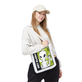 Not Alone Alien Tote Bag Sci Fi Extraterrestrial UFO Design Canvas Bag Space Lover Reusable Eco Friendly Durable Shopping Travel Lifestyle Tote