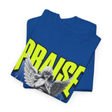 Praise Angel Statue Graphic Unisex Heavy Cotton Tee Spiritual Gothic Streetwear T-Shirt