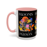 Blooms Person Accent Coffee Mug 11oz 15oz Abstract Floral Head Artistic Colorful Modern Creative Design Black White Ceramic Tea Cup Streetwear Inspired Artistic Fashion Drinkware
