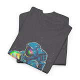 Galactic Dream Astronaut Neon Art Unisex Heavy Cotton Tee Bold Cosmic Streetwear Graphic T Shirt Vibrant Space Design Comfortable Classic Fit Everyday Wear Perfect Gift for Sci Fi Lovers and Creative Minds