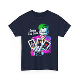 Joker Enjoy The Game Unisex Heavy Cotton Tee Bold Gothic Streetwear Art Design Dark Psychological Theme Shirt for Risk Takers, Creators, and Hustlers