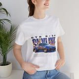 Blue Flame Street Racing Car Graphic Unisex Heavy Cotton Tee Bold Drift Style Automotive Streetwear Shirt