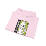 Unisex Not Alone Alien Hoodie UFO Graphic Pullover Sweatshirt Cartoon Extraterrestrial Sci Fi Space Themed Conspiracy Inspired Paranormal Streetwear