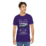 Futuristic Electric Pickup Blueprint Art Unisex Heavy Cotton Tee Bold Streetwear Graphic Shirt For Car Lovers And Tech Enthusiasts