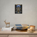 Eye Of Eternity Poster Gold And Blue Egyptian Owl Pharaoh Sacred Geometry Art Print Spiritual Wall Decor For Focus Energy And Royal Inspiration