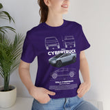 Cyber Truck Tesla Futuristic Electric Pickup Blueprint Art Unisex Heavy Cotton Tee Bold Streetwear Graphic Shirt For Car Lovers And Tech Enthusiasts