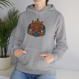 Balinese Barong Mask Unisex Hoodie Heavy Blend Pullover Sweatshirt Tribal Cultural Warrior Spirit Inspired Mythical Festival Graphic Streetwear