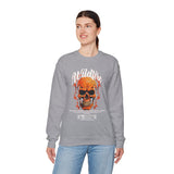Wildfire Skull Flames Unisex Heavy Blend Crewneck Sweatshirt Gothic Inferno Graphic Bold Streetwear Motivational Statement Pullover