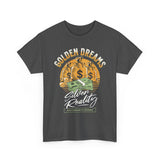 Golden Dreams Silver Reality Money Graphic Unisex Heavy Cotton Tee Bold Hustler Cash Bag Dollar Streetwear Motivational T Shirt
