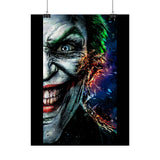 Joker Split Insanity Glossy Poster Bold Gothic Wall Art Dark Psychological Design Fiery Abstract Expression Print for Collectors, Creators, and Visionary Spaces