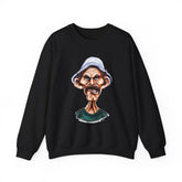 Grumpy Street Legend Sweatshirt Bold Unisex Crewneck Funny Caricature Graphic Design Cozy Retro Urban Style Perfect Gift for Streetwear Fans, Artists, and Humor Lovers