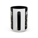 Hermes Accent Coffee Mug 11oz 15oz Black Ceramic Mythology Cup with Greek God Winged Statue Design for History Lovers and Art Enthusiasts
