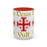 Deus Vult Accent Coffee Mug 11oz 15oz Red Cross Knight Crusader Ceramic Cup Bold Medieval Design Christian Symbol Faith Inspired Coffee Tea Gift Drinkware