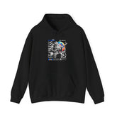 Fearless Memory Unisex Heavy Blend Hooded Sweatshirt Graphic Hoodie Black Astronaut Space Warrior Futuristic Sci Fi Bold Streetwear Artistic Fashion Outfit