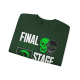 Final Stage Unisex Heavy Blend Crewneck Sweatshirt Graphic Pullover Black Skull Neon Green Streetwear Futuristic Cyberpunk Bold Artistic Fashion Outfit
