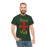 Unisex Deus Vult T Shirt Medieval Crusader Cross Graphic Tee Warrior Knight Inspired Vintage Christian Symbol Heavy Cotton Streetwear