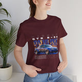 Blue Flame Street Racing Car Graphic Unisex Heavy Cotton Tee Bold Drift Style Automotive Streetwear Shirt